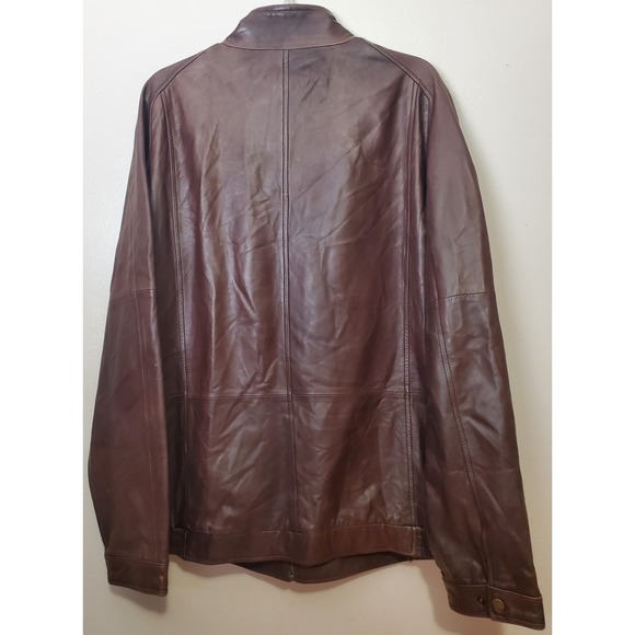 Orvis Sporting Traditions Men's Large Brown Leather Bomber Jacket Buttery Soft - Picture 3 of 12